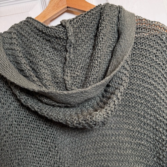 Aerie Oversized Hooded Open Knit Cardigan Sweater Sage Green Medium Cozy Boho - Picture 5 of 7